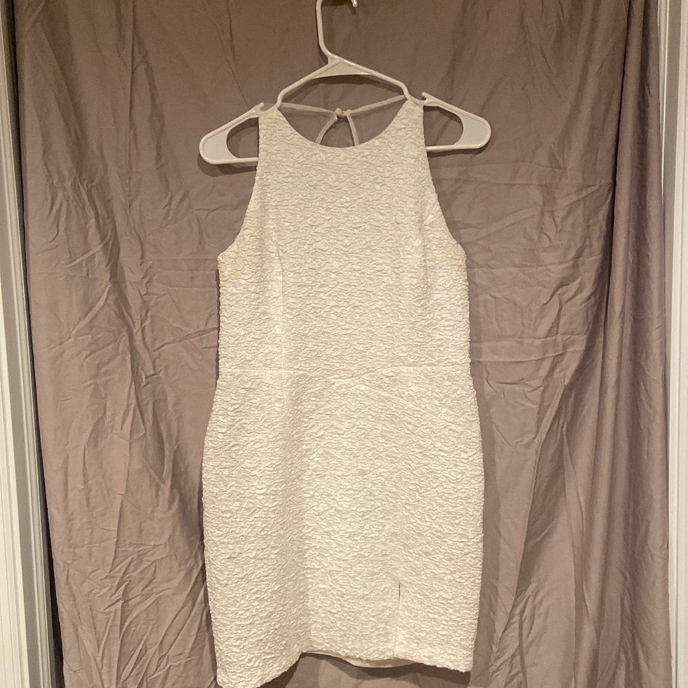 Hailey Logan by Adrianna Papell white dress with mesh back.